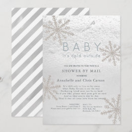 Invitación Bebé de copo de nieve con ducha exterior fría por