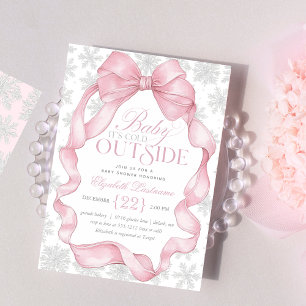 Invitación Bebé de coqueta rosa hace frío fuera de Baby Showe