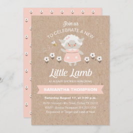 Invitación Bebé de cordero rosa lindo