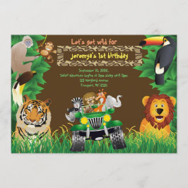 Invitación Bebé de cumpleaños, cumpleaños de Safari, animales