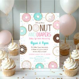 Invitación Bebé de donut rosado y pañales