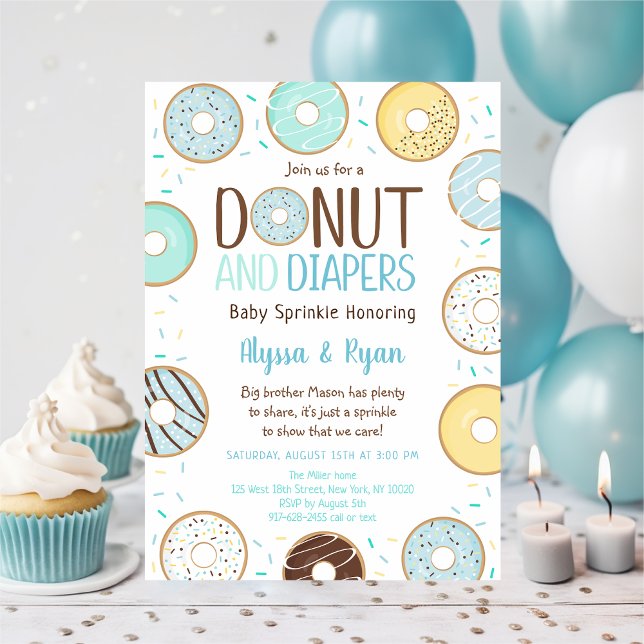 Invitación Bebé de donut y pañales azules (Subido por el creador)