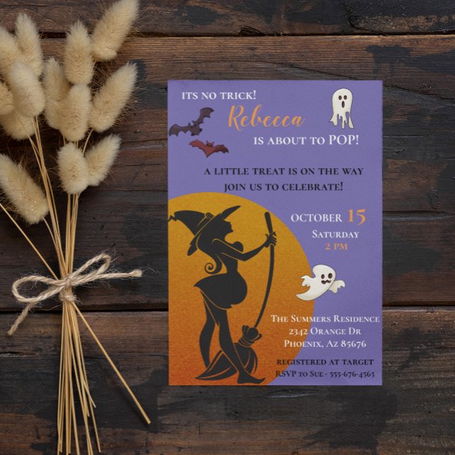 Invitación Bebé de ducha de bruja de Halloween fantasmas murc (Subido por el creador)