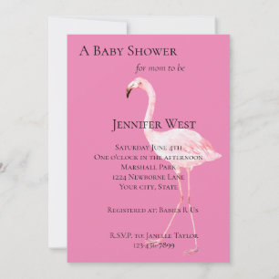 Invitación Bebé de flamenco rosa Shower