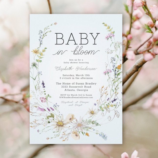 Invitación Bebé De Flor Azul En Bloom Baby Shower (Subido por el creador)