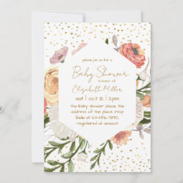 Invitación Bebé De Flor De Boho Vintage En Baby Shower En Blo