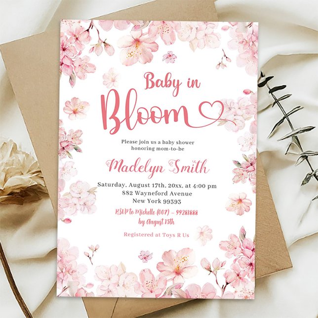 Invitación Bebé de flor de cerezo Sakura rosa en flor (Subido por el creador)