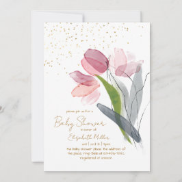 Invitación Bebé De Flor Rosa En Baby Shower En Bloom