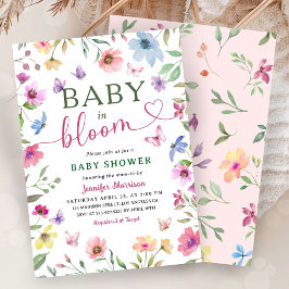 Invitación Bebé De Flor Silvestre En Bloom Chica De Baby Show