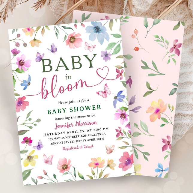 Invitación Bebé De Flor Silvestre En Bloom Chica De Baby Show (Subido por el creador)