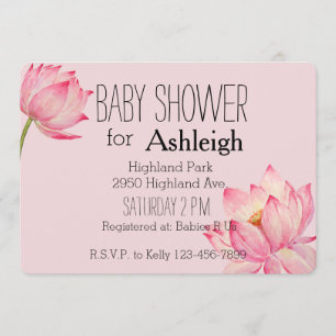 Invitación Bebé de flores de Lotus rosa