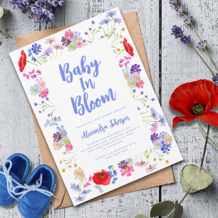Invitación Bebé de flores silvestres coloridas en el Baby Sho