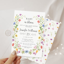 Invitación Bebé de flores silvestres coloridas en una ducha f