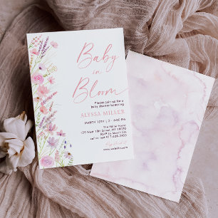 Invitación Bebé de flores silvestres de Boho moderno en flor