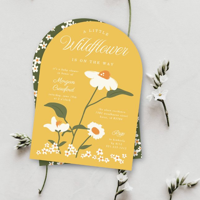 Invitación Bebé de flores silvestres de madera arcaica en flo (Subido por el creador)
