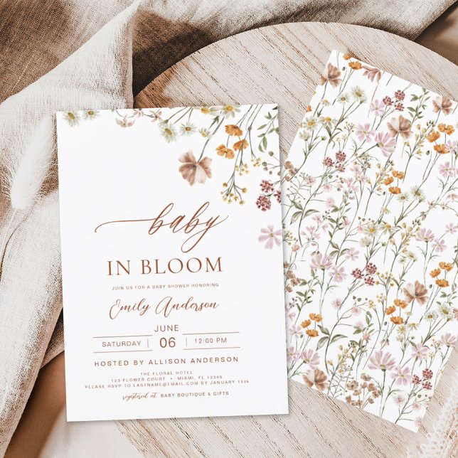 Invitación Bebé de flores silvestres en Bloom Baby Shower Ter (Subido por el creador)
