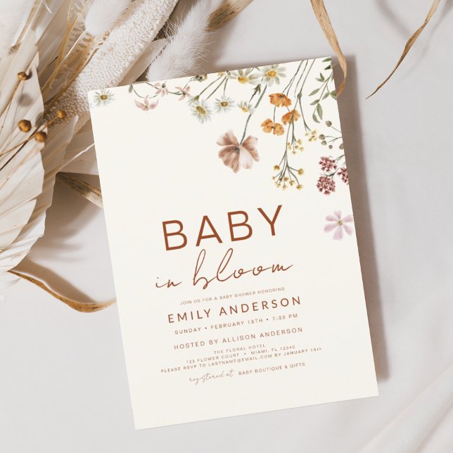 Invitación Bebé de flores silvestres en Bloom Baby Shower Ter (Subido por el creador)