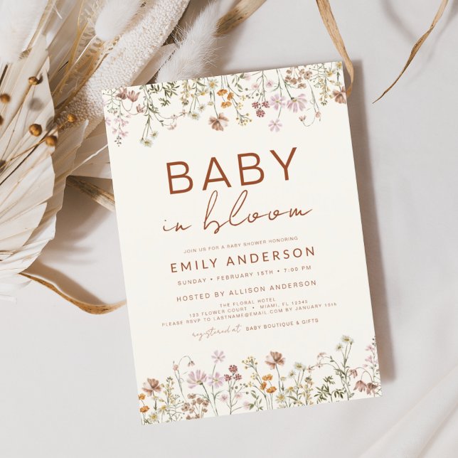 Invitación Bebé de flores silvestres en Bloom Baby Shower Ter (Subido por el creador)