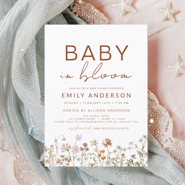 Invitación Bebé de flores silvestres en Bloom Baby Shower Ter (Subido por el creador)