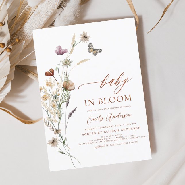 Invitación Bebé de flores silvestres en Bloom Baby Shower Ter (Subido por el creador)