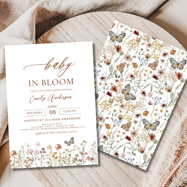Invitación Bebé de flores silvestres en Bloom Baby Shower Ter (Subido por el creador)
