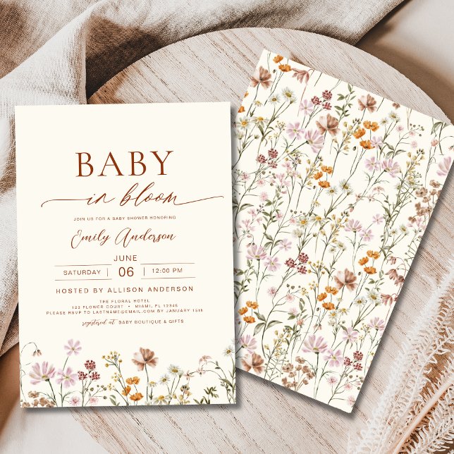 Invitación Bebé de flores silvestres en Bloom Baby Shower Ter (Subido por el creador)