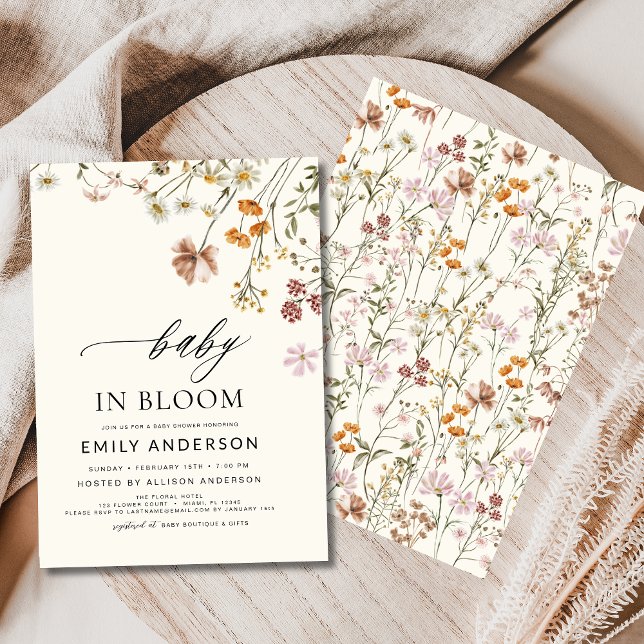 Invitación Bebé de flores silvestres en Bloom Baby Shower Ter (Subido por el creador)