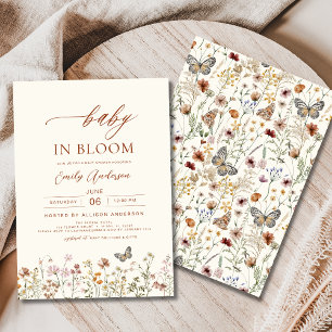 Invitación Bebé de flores silvestres en el Baby Shower Beige 