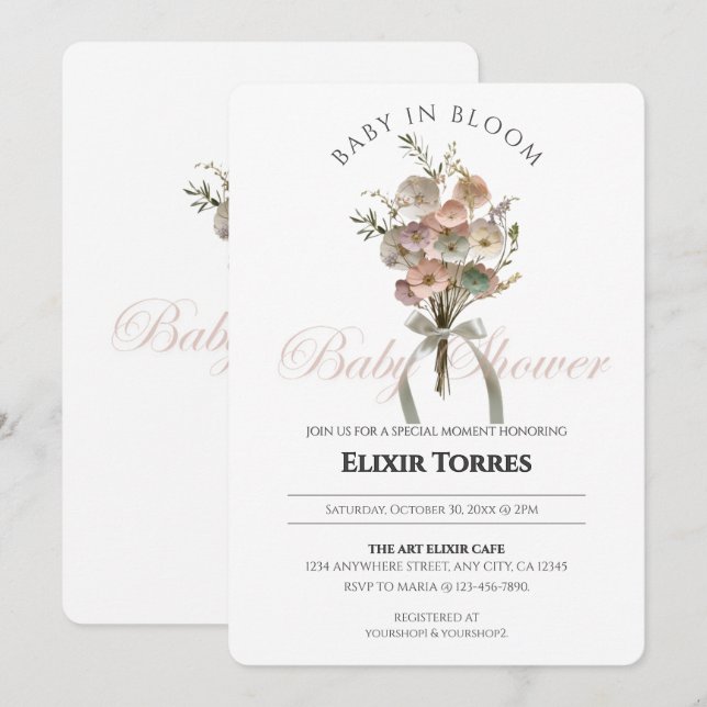 Invitación Bebé de flores silvestres en el Baby Shower Bloom  (Anverso / Reverso)