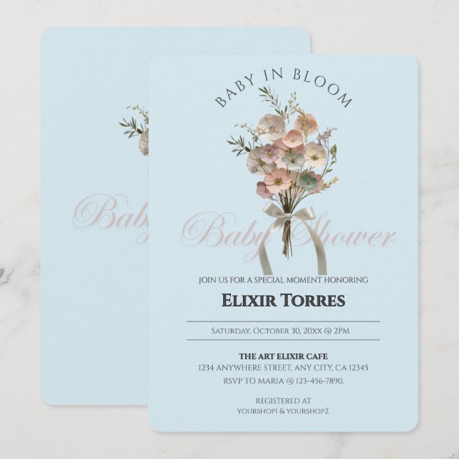 Invitación Bebé de flores silvestres en el Baby Shower Bloom  (Anverso / Reverso)