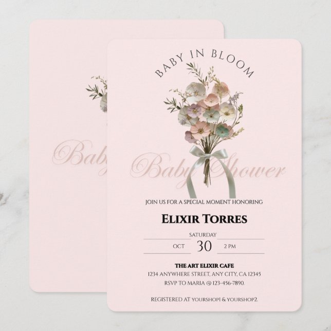 Invitación Bebé de flores silvestres en el Baby Shower Bloom  (Anverso / Reverso)