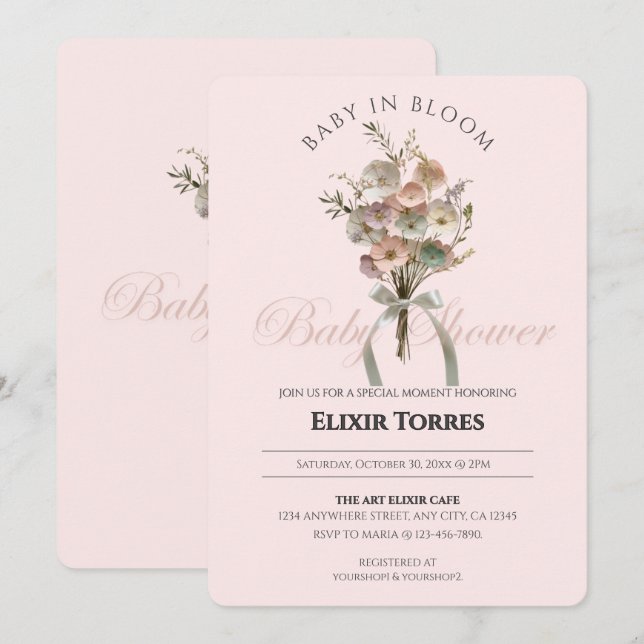 Invitación Bebé de flores silvestres en el Baby Shower Bloom  (Anverso / Reverso)