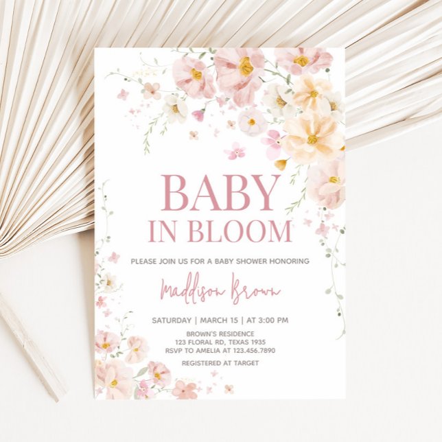 Invitación Bebé de flores silvestres en el Baby Shower de Blo (Baby in Bloom Wildflower Baby Shower Invitation
)