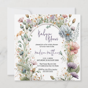 Invitación Bebé de flores silvestres en el Baby Shower de col