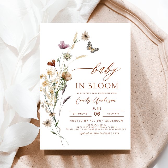 Invitación Bebé de flores silvestres en el floreciente Baby S (Subido por el creador)