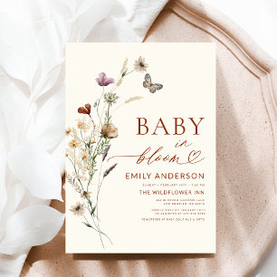 Invitación Bebé de flores silvestres en el floreciente Baby S