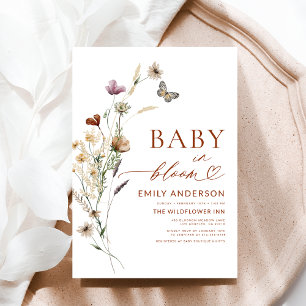 Invitación Bebé de flores silvestres en el floreciente Baby S