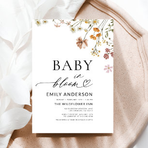 Invitación Bebé de flores silvestres en el floreciente Baby S