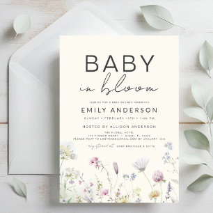 Invitación Bebé de flores silvestres en el floreciente Baby S