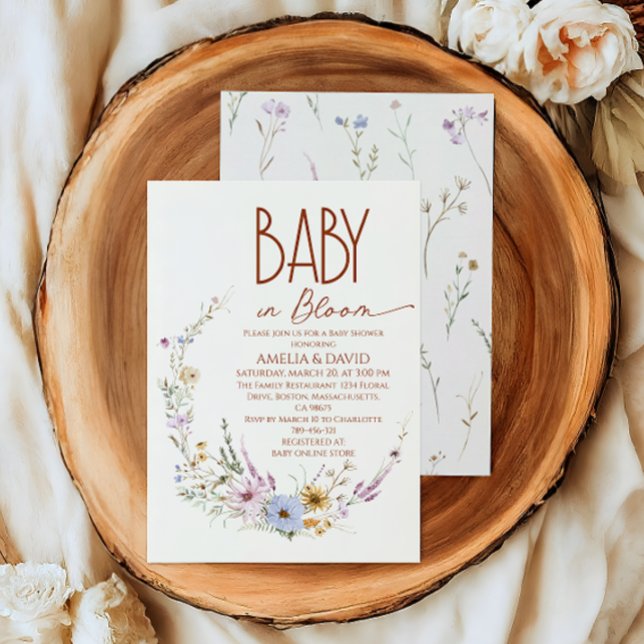 Invitación Bebé de flores silvestres en el floreciente Baby S (Subido por el creador)