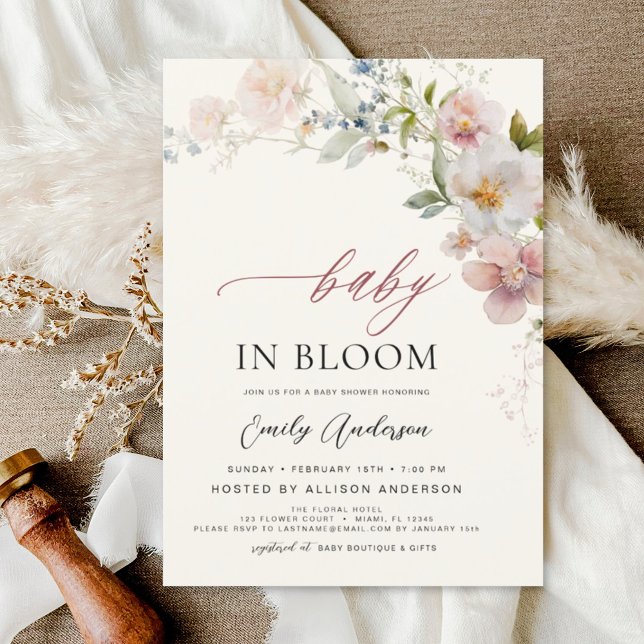 Invitación Bebé de flores silvestres en flor de Baby Shower (Subido por el creador)