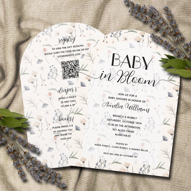 Invitación Bebé de flores silvestres en flor en una ducha (Wildflower Baby in Bloom All in One Shower Invitations)