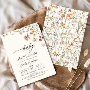 Invitación Bebé de flores silvestres en floreciente terraza B