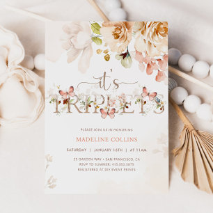 Invitación Bebé de flores silvestres en sangre TRIPLEE Baby S