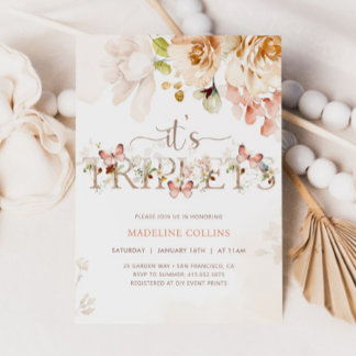 Invitación Bebé de flores silvestres en sangre TRIPLEE Baby S