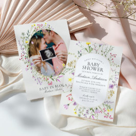 Invitación Bebé de flores silvestres en un Baby Shower florec