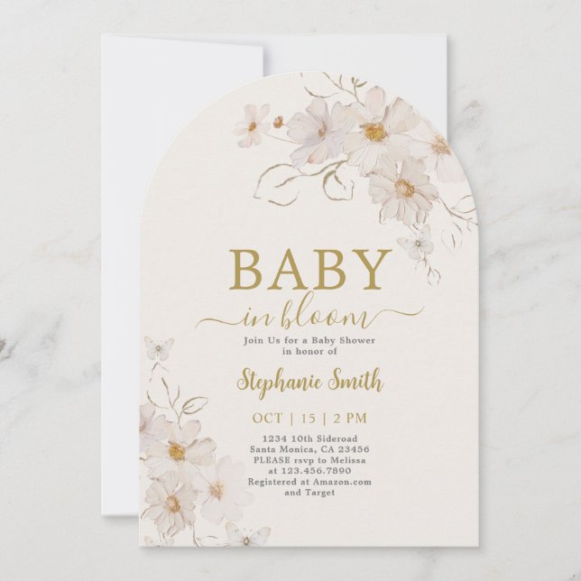 Invitación Bebé de flores silvestres en un Chica de Baby Show (Anverso)