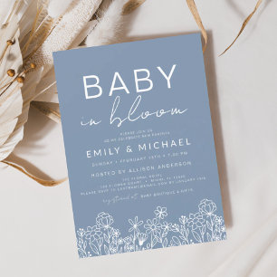 Invitación Bebé de flores silvestres en un floreciente Baby S