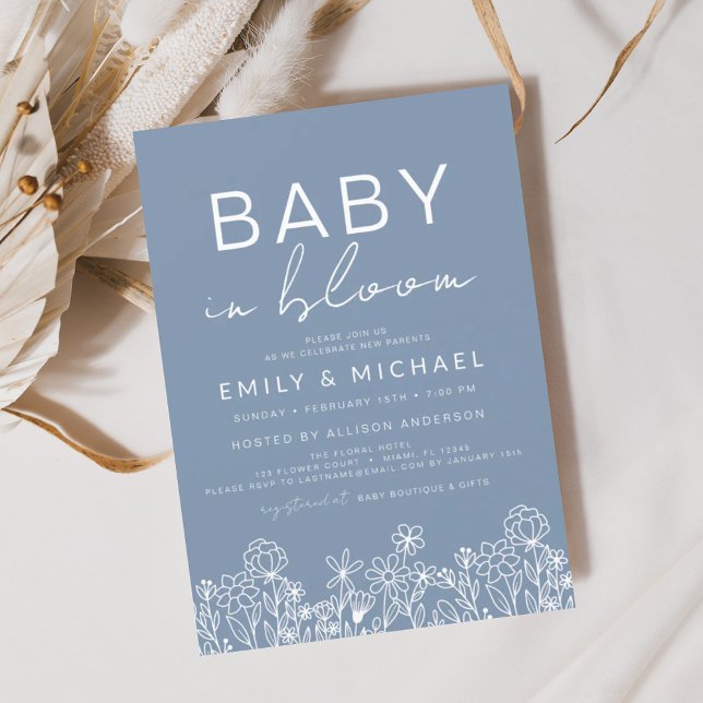 Invitación Bebé de flores silvestres en un floreciente Baby S (Subido por el creador)