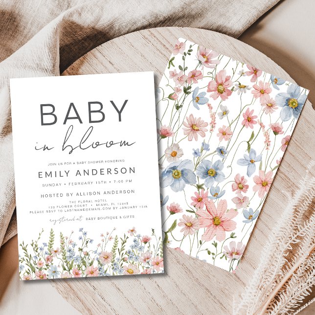 Invitación Bebé de flores silvestres en un floreciente Baby S (Subido por el creador)